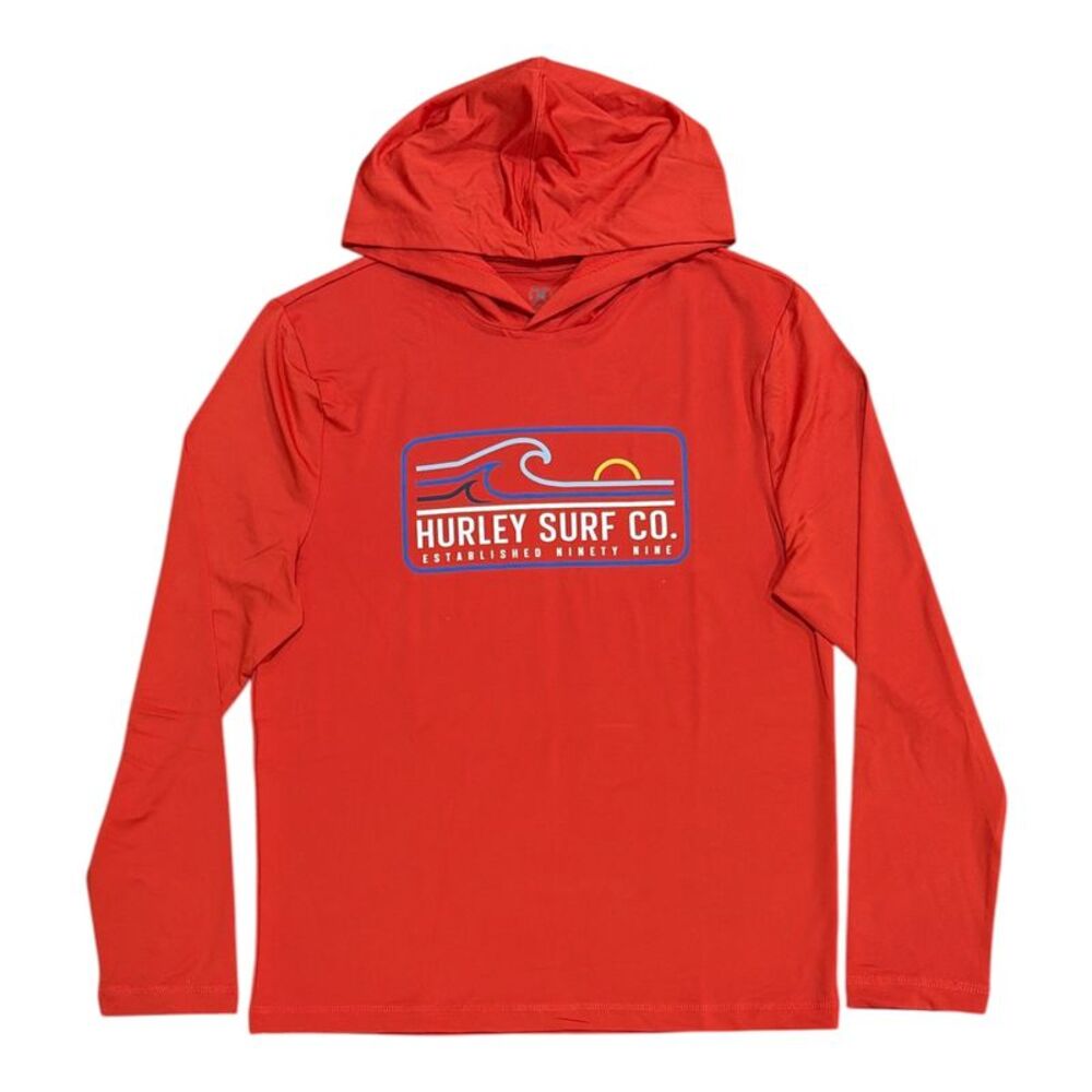 Hurley Men's Regular Fit UPF 50 Sun Protection Hooded Long Sleeve Tee - Red